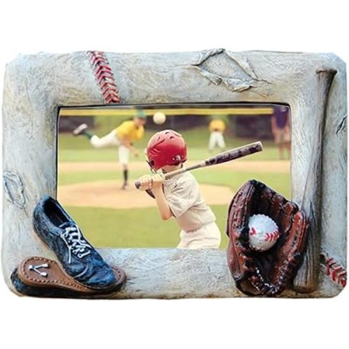 Handmade Photo Frame 3D Baseball Sports Frame Birthday Gifts for Men,Women,Athletes,Coaches,Teams (White)