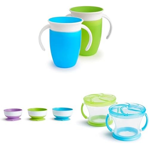 Munchkin® Miracle® 360 Trainer Sippy Cup with Handles (2 Pack) Snack Catcher® Toddler Snack Cups (2 Pack)