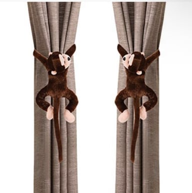 Homgreen Cartoon Curtain Buckle Tiebacks Long Tail Monkey Curtain Holdbacks Plush Animal Curtain Hook Holder Window Curtain Clips Fastener Clamp Strap Home Room Bedroom Living room Window Decor,1Pair