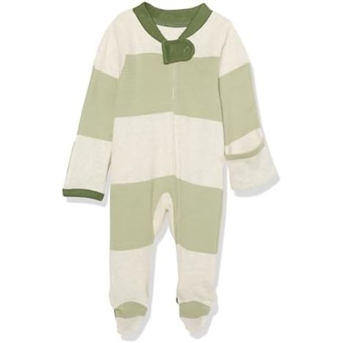 HonestBaby Non-Slip Footed Pajamas One-Piece Sleeper Zip-Front Pjs 100% Organic Cotton for Baby Boys