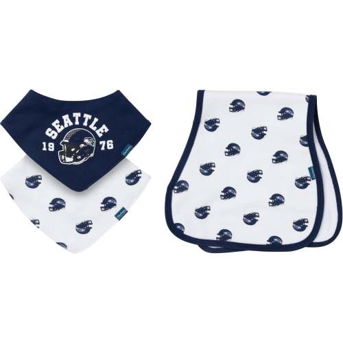 3-Piece Baby Seattle Seahawks Bibs and Burp Cloth Set