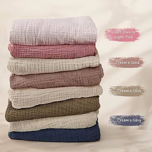 lulumoon Muslin Bassinet Sheets Fitted - Universal Cotton Baby Sheets for Rectangle, Hourglass or Oval Bassinet Mattress (Light Pink & Soft Pink)