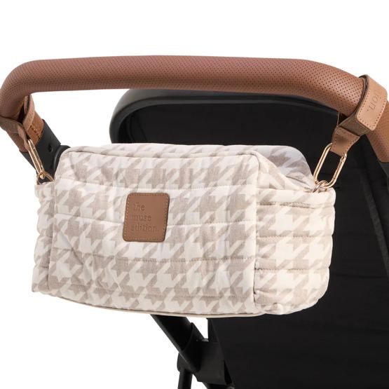 Houndstooth Linen Baby Pram Caddy