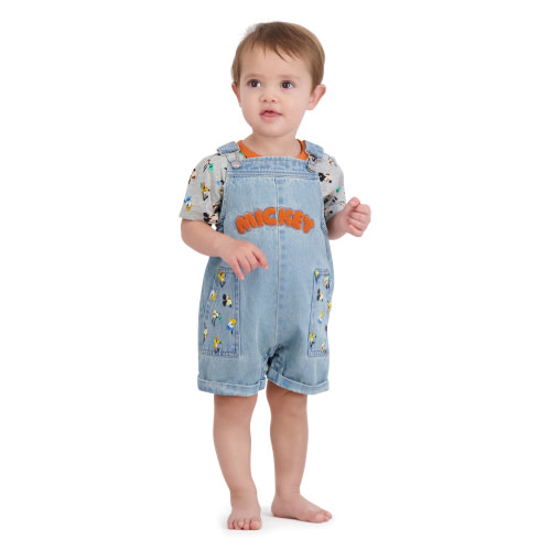 Disney Mickey Mouse Baby Boy 2 piece Shortall Set, Sizes 0/3 Months-24 Months