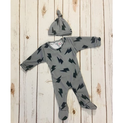 Gray Lightning Bolts Footies/Essential Coveralls/Gray Footies/Baby Footies/Coming Home Outfit/Newborn Footies