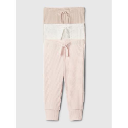 Baby First Favorites TinyRib Pants (3-Pack) in barely light pink, size: 0-3 M
