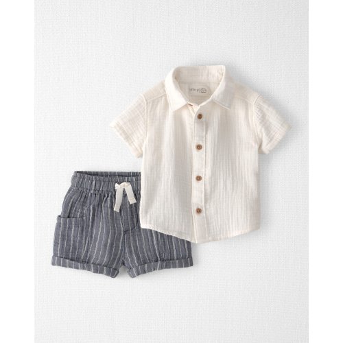 Baby Boy 2-Piece Organic Cotton Gauze Top & Short Set - Little Planet | Carter's (3M)