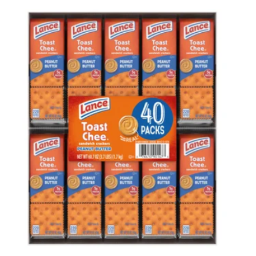 Lance Sandwich Crackers, Toastchee, 1.52 oz, 40-count