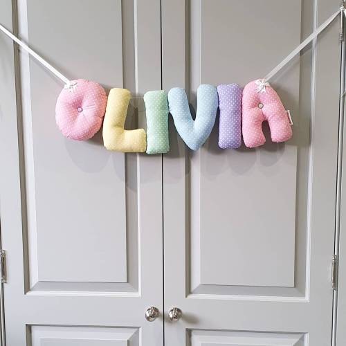 Personalised baby gift, pastel nursery decor. Baby name banner. Baby shower gift. kids name garland. Pastel rainbow decor. Kids room decor.