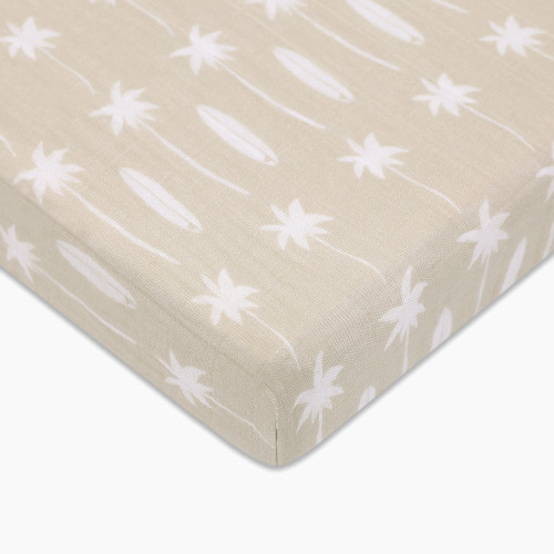 babyletto Mini Crib Sheet in GOTS Certified Organic Muslin Cotton - Beach Bum