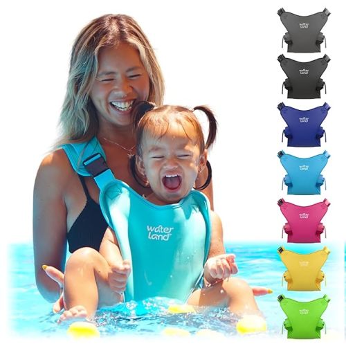 WaterLand Baby Carrier - Innovative Carrier You Can Use Both in Water & Land - Waterproof Infant Chest Holder with Adjustable Straps, Lightweight Toddler Harness for Pool & Beach (Light Blue)