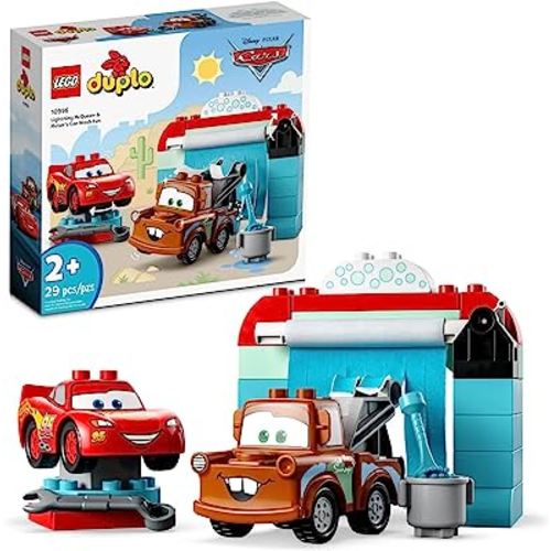 LEGO DUPLO Disney and Pixar's Cars Lightning McQueen & Mater's Car Wash Fun 10996, Buildable Toy for 2 Year Old Toddlers, Boys & Girls, Birthday Gift Idea