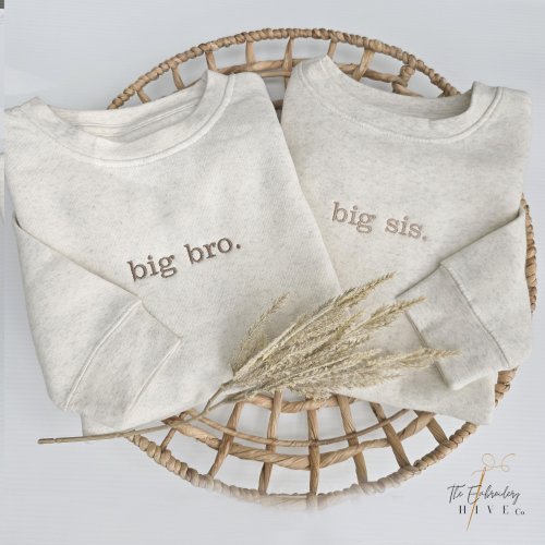 Big Bro Sweatshirt Big Sis Big Brother Embroidered Toddler Sweatshirt Big Bro, Pregnancy Announcement Personalized Siblings S8, S9