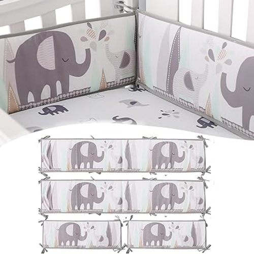 Breathable and Soft 4 in 1 Cushion, Four-Piece Thickened Anti-Collision Pad for Side (Gray Elephant)