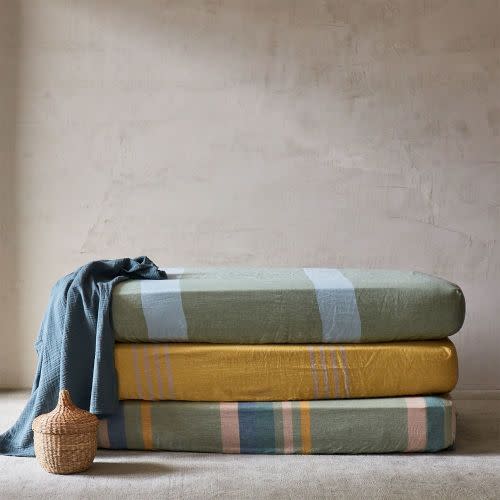 Colorful Stripe Cotton Linen Crib Sheet - COOL Color