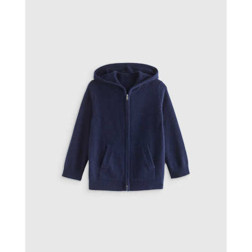 Mongolian Cashmere Full Zip Hoodie - Baby Gender Neutral - Navy - 6 to 9 mos