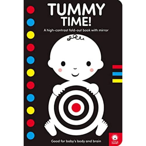 Tummy Time!: A high-contrast fold-out book with mirror for babies