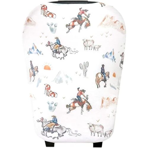 Baby Car Seat Cover Canopy and Nursing Cover Multi-Use Stretchy 5 in 1 Gift "Boone" by Copper Pearl