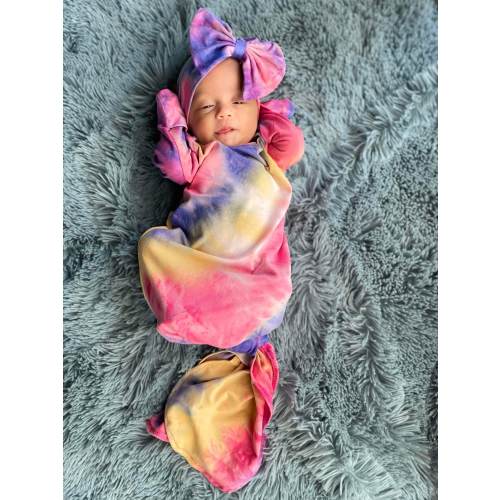 Baby gown, ruffle gown, knotted gown, going home outfit, baby shower gift, newborn gown, baby girl tie dye gown, baby shower, tie dye