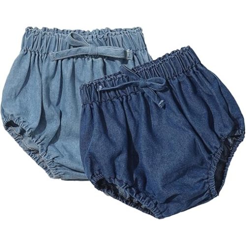 Colorful Childhood Toddler Denim Bloomers Shorts Baby Girls Boys Loose Harem Shorts 2pcs