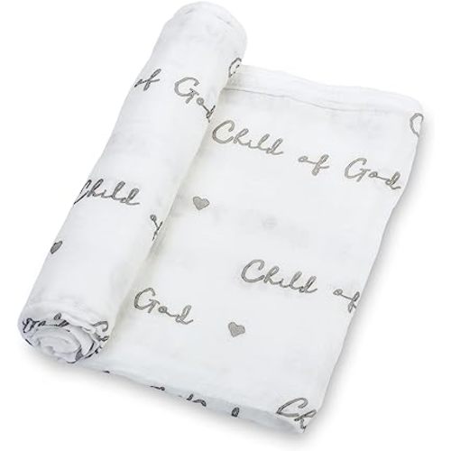 LollyBanks Swaddle Blanket | 100% Muslin Cotton | Gender Neutral Newborn and Baby Nursery Essentials for Girls and Boys, Registry | Child of God Christian Print
