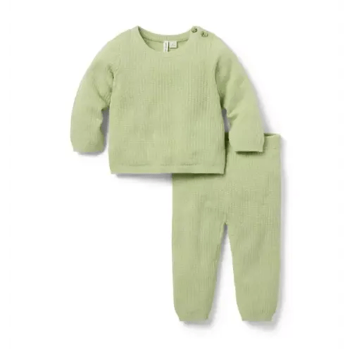 Baby Coastline Green Baby Textured Knit Sweater Set by Janie and Jack