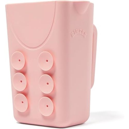 Baby Bath Cup with Suctions - BPA Free, 100% Food Grade Silicone Rinse Cup, Clutter-Free Tub Area, Kids Learning Tool, Sticks to Tiles, Drains Water Upside Down-"Patent Pending"