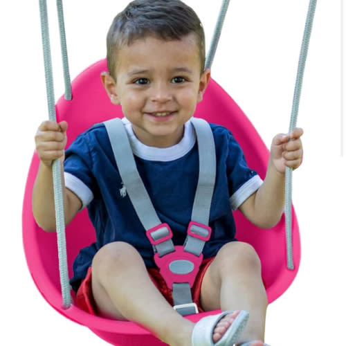 Swurfer Coconut Toddler Swing – Comfy Baby Swing Outdoor, 3- Point Adjustable Safety Harness, Secure, Safe Quick Click Locking System, Blister-Free Rope, Easy Installation, Ages 6-36 Months