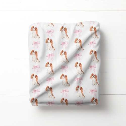 Cavalier King Baby Blanket Dog Lover Blanket,New Baby Gift,Dog Nursery Decor Dog Blanket Gift for Spaniel Mom,Puppy Nursery Baby shower