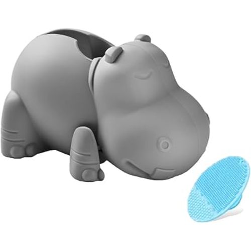 Mandoo Faucet Cover Bathtub Baby, Bath Spout Cover for Baby, Bath Faucet Cover for Kids, Tub Spout Cover Bathtub Faucet Cover Kids Safety, Protection Baby Universal Bath Silicone Toys Grey Hippo