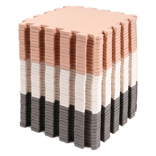 Balancefrom Fitness 36 Tile Thick Non Slip Interlocking Eva Foam Kids Puzzle Home Floor Exercise Play Mat Set, Covers 36 Square Feet, Cream/gray/beige
