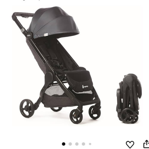 Ergobaby Metro+ Compact Baby Stroller, Lightweight Umbrella Stroller Folds Down for Overhead Airplane Storage (Carries up to 50 lbs), Car Seat Compatible, Slate Grey