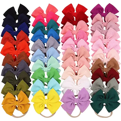40pcs Baby Girls Hair Bows Headband Nylon Hair Band Elastic Hair Accessories for Kids Infants Toddlers