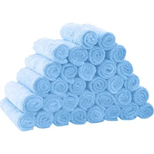 32 Pack Microfiber Baby Washcloths, Baby Face Towel Wipes - Gentle on Sensitive Skin for New Born Face, Baby Registry as Shower for Girls and Boys, 9x9 Inch, Light Blule