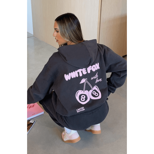 With Love In The Moment Oversized Hoodie Charcoal