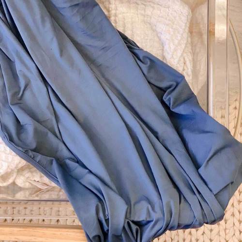 Solid Dusty Blue Bamboo Knit Swaddle Blanket