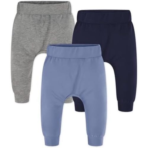 Yoofoss Baby Pants Organic Cotton Baby Boy Girl Sweatpants, 3 Pack Pull On Infant Toddler Jogger for 0-18 Months
