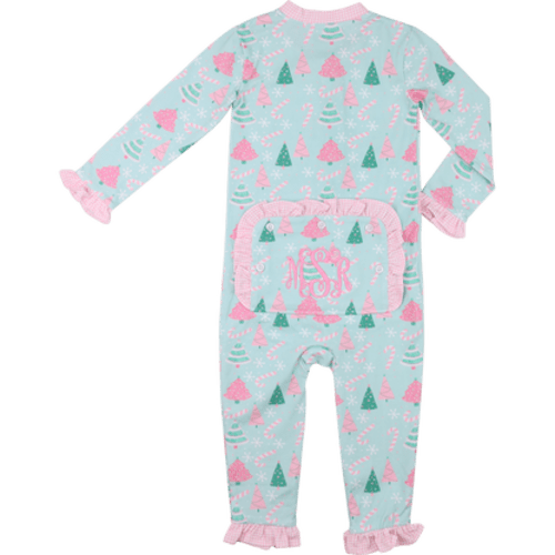 Green And Pink Candy Cane And Christmas Tree Knit Zipper Pajamas – Cecil & Lou