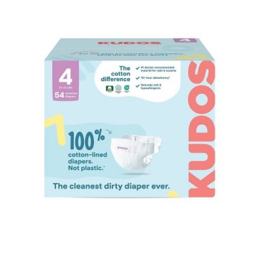 Kudos Chlorine Free Cotton-Lined Disposable Diapers - Size 4 - 54ct