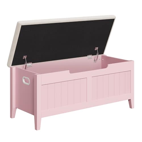 GAOMON Storage Bench with Cushion, 39.4” Wooden Chest Storage Box with 2 Safety Hinges, Entryway Benches with Flip-Top, Large Trunk for Living Room, Bedroom, Easy Assembly
