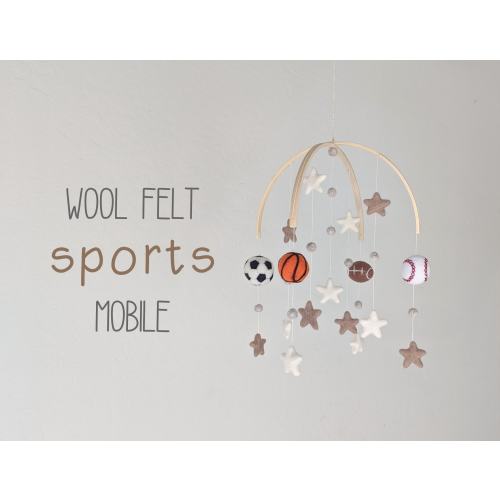 Deluxe Sports Baby Mobile : Wool Felt Sports Mobile