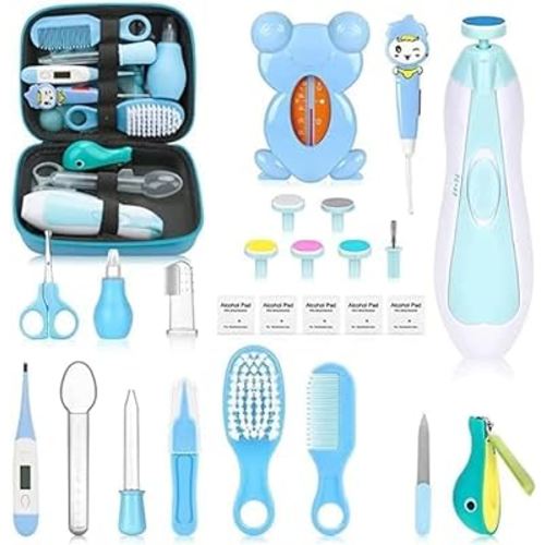 Baby Healthcare and Grooming Kit, Portable Baby Safety Care Set, Baby Essentials kit for Newborn (Blue 26 in 1)