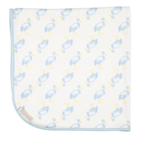 Baby Buggy Blanket - Sir Proper Stork with Buckhead Blue