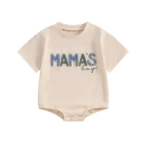FIOMVA Baby Boy Fall Clothes Newborn Bubble Romper Toddler Long Sleeve Mama's Boy Letter Bodysuit Winter Infant Outfits