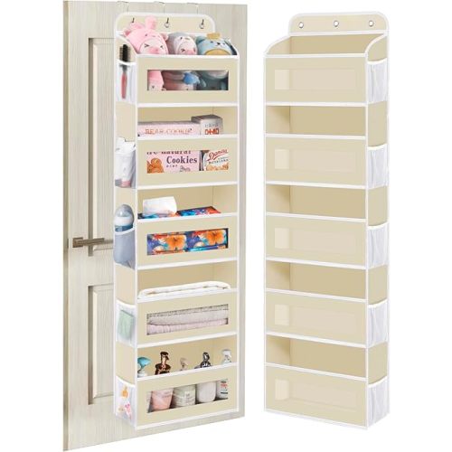 Over The Door Organizer, 5 Shelves Closet Door Hanging Organizer with 10 Mesh Pockets, Nursery Closet Organizer, Baby Essentials, Dorm Room Essentials for Girls