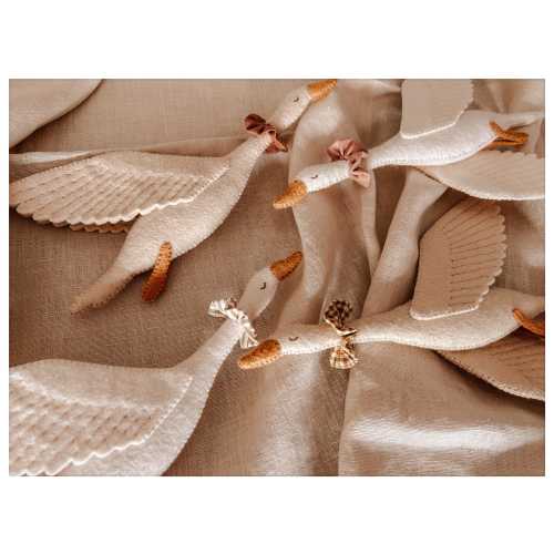 Enchanting goose decoration. Handmade cozy charm. Soft hues nursery wall decoration. Newborn nursery decor. Dreamy kids bedroom decor.