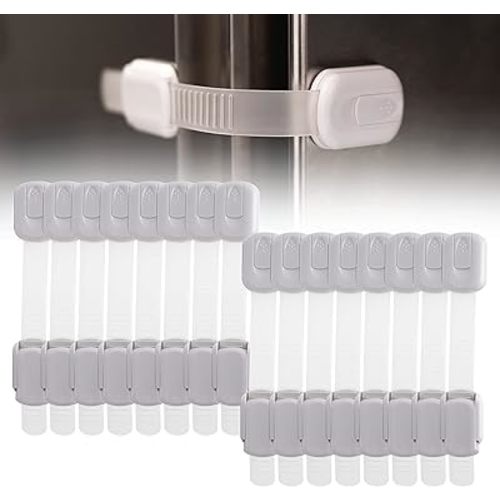 Inaya 16-Pack Child Proof Locks for Cabinet Doors, Drawers, Fridge, Toilet Seat, Dishwasher, Trash Can, Cupboard - 3M Adhesive - No Drilling - Baby Proofing Cabinet Locks