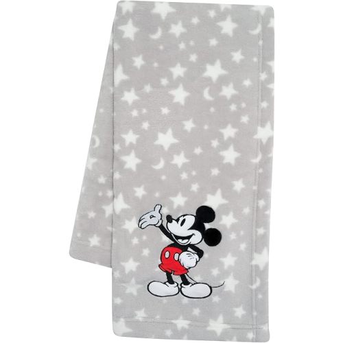 Lambs & Ivy Disney Baby Mickey Mouse Stars Gray Soft Fleece Baby Blanket