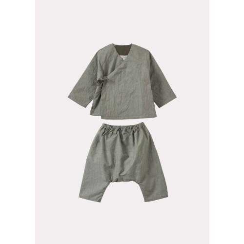 KIDS Caramel Pochard Baby Top and Trousers Set - Grey / Green | Garmentory