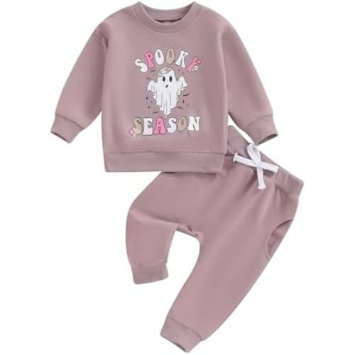 Baby Girl Halloween Outfit Toddler Fall Winter Clothes Spooky Long Sleeve Floral Sweatshirt Pants Set Infant